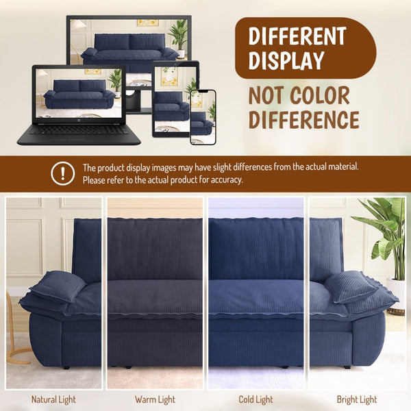 Queen Pull Out 3 In 1 Convertible Sleeper Sofa Bed - Blue