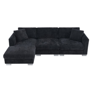 Modern Cloud Sectional Sofa L Shaped Luxury Couch Set With 2 Free Pillows 4 Seat With Oversized Chaise