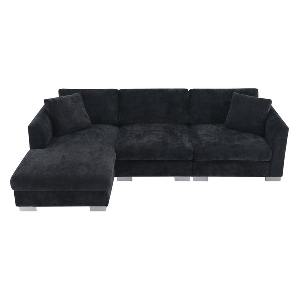 Modern Cloud Sectional Sofa L Shaped Luxury Couch Set With 2 Free Pillows 4 Seat With Oversized Chaise