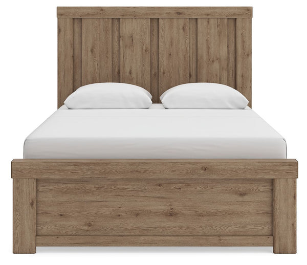 Oliandon - 3 Pc. - Queen Panel Bed, Dresser And Mirror - Light Brown