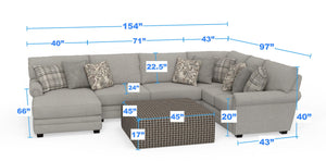 Livingston - Sectional With Comfort Coil Seating, 40" Cocktail Ottoman And Accent Pillows Included