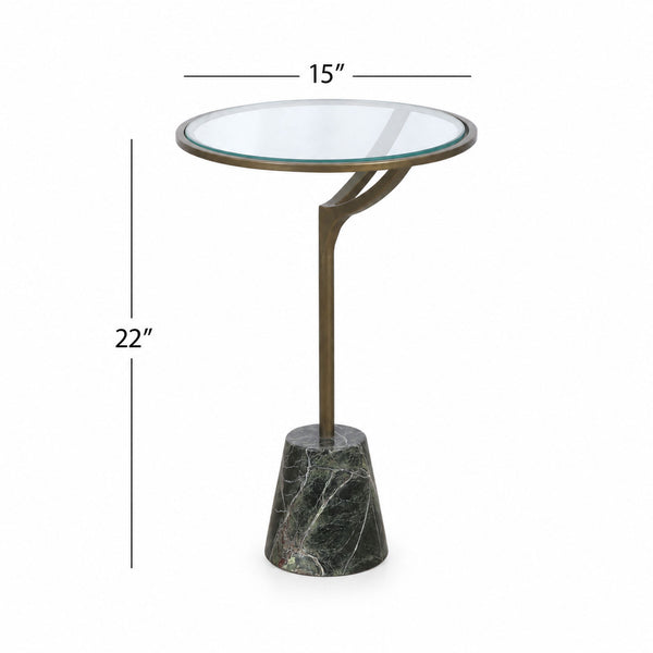 Gianna - Accent Table - Antique Brass / Green Marble