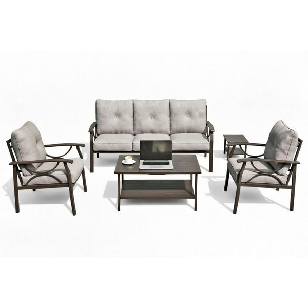 Patio Furniture Set With Coffee Table And Cushions For Backyard