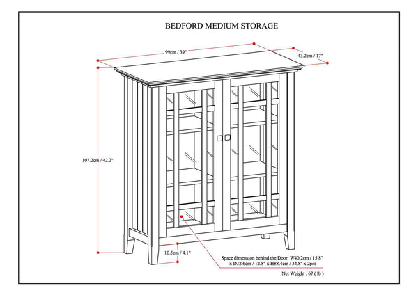 Bedford - Medium Storage Cabinet - Dark Brown