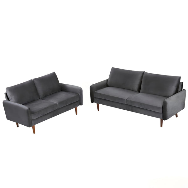 Kent - 2 Piece Sofa & Loveseat Set For Living Room - Gray