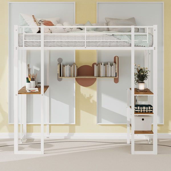 Bunk Bed With L-Shaped Desk And Dual Side Stairs