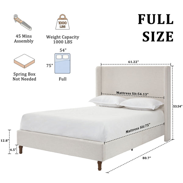 Harper - Tall Headboard Upholstered Bed / High Headboard / Elegant Simplicity / No Box Spring Needed