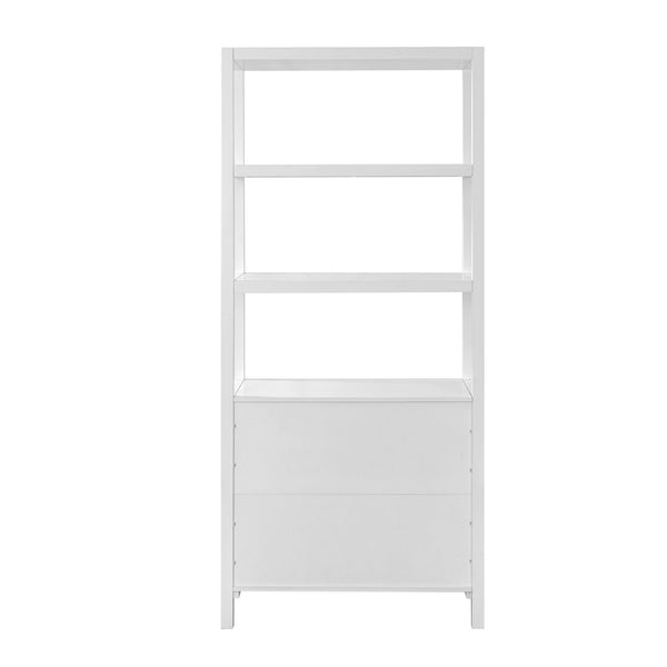 Modern Tall Storage Bookcase Cabinet With 2 Open Shelves & Double Doors