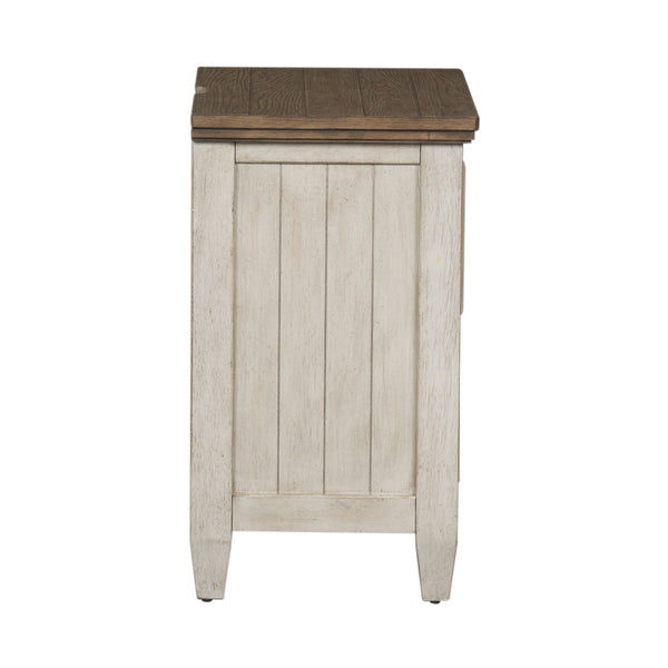 Heartland - 2 Drawer Nightstand With Charging Station - Antique White / Tobacco Tops