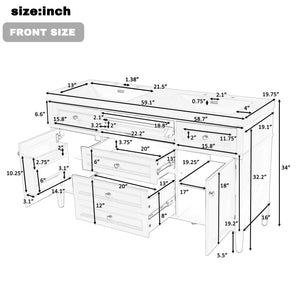 Bathroom Vanity With Double Sink, 3 Drawers, 2 Doors, Adjustable Shelves, Freestanding - White