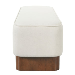Upholstered Ottoman Bench With Thick Padded Design - Beige