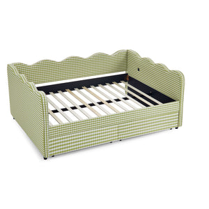 Gingham Daybed & USB Charging Port, Wave-Shaped Design