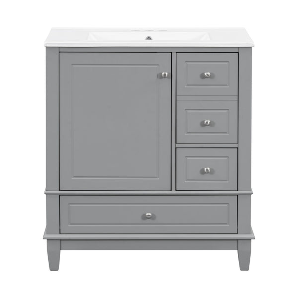 Freestanding Bathroom Vanity With Sink, Soft Close Door, 3 Drawers