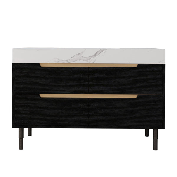 Bathroom Vanity With Undermount Sink, 4 Drawers Storage, Free Standing / Wall Mounted - Black / White