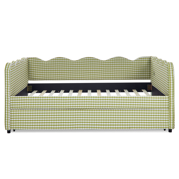 Gingham Daybed & USB Charging Port, Wave-Shaped Design