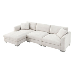 Modern Cloud Sectional Sofa L Shaped Luxury Couch Set With 2 Free Pillows 4 Seat With Oversized Chaise