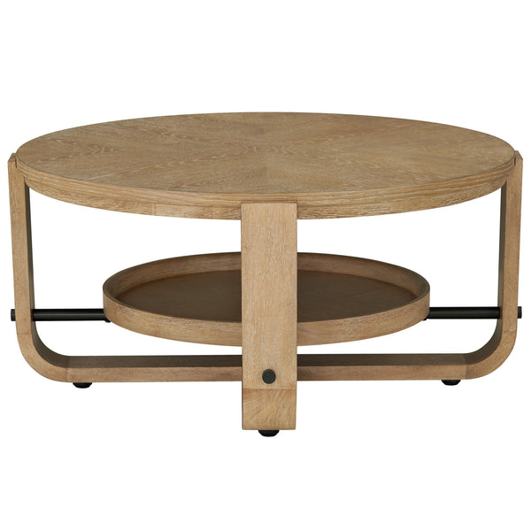 Escape - 3 Piece Occasional Table Set - Glazed Natural Oak / Black Metal Trim