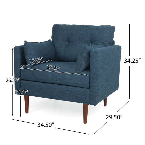 Enchantica - Upholstered Fabric Club Chair With Button Tufted And 2 Accent Pillows