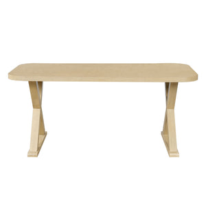 Dining Table With X-Shaped Legs, Rectangular Indoor - Natural