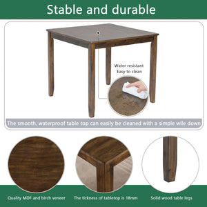 5 Piece Dining Table Set & 4 Chairs - Walnut