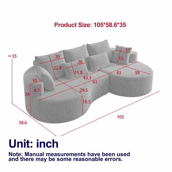 Curved Oversized Sectional Sofa With Extra Deep Seat