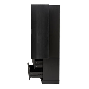 Fluted Kitchen Pantry Cabinet With 2 Large Drawers & 8 Door Spice Rack