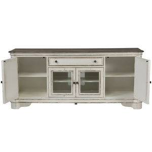 Magnolia Manor - Entertainment TV Stand (Glass Doors) - Antique White