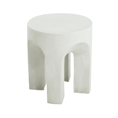 Outdoor Round Top Side Table / End Table, Living Room Accent Table - Antique White