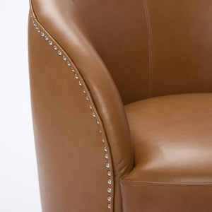 Swivel Accent Chair With 360° Smooth Spin - Black / Light Brown / Silver