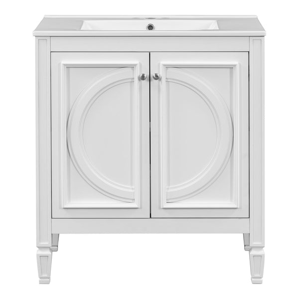 Double Sink Bathroom Vanity Set With Wall Mount Mirror Cabinet