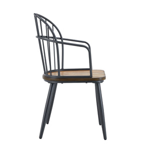 Industrial Inspired Indoor Dining Chair With Metal Legs And Birch (Set of 2) - Black / Natural