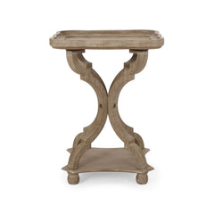 French Country Accent Table With Hourglass Design - Natural