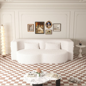 Modern Floor Sofa, With 2 Pillows, Convertible Teddy Fabric Foam Filled Bed