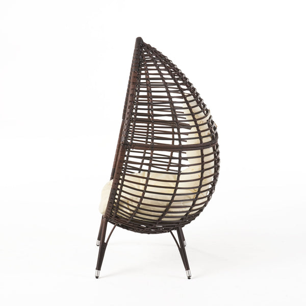 Cutter Teardrop Patio Chair With Water Resistant Cushion - Multi / Brown / Beige
