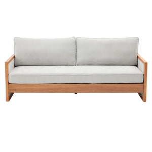 Modern 3 Seater Sofa With Wood Armrests