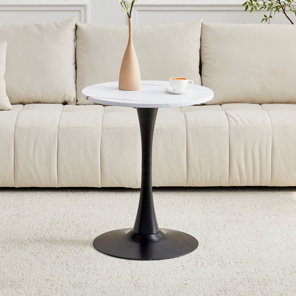 Round Dining Table With Thickened Engineered Wood Top And Metal Pedestal, 23.6" Diameter For Kitchen, Living Room, Small Spaces