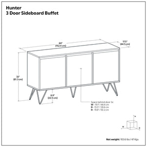 Hunter - 3 Door Sideboard