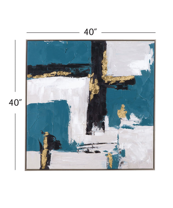 Around About Framed Canvas - Blue / White