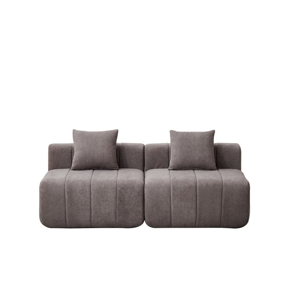 Modular Sectional Sofa With 2 Pillows, Symmetrical Design