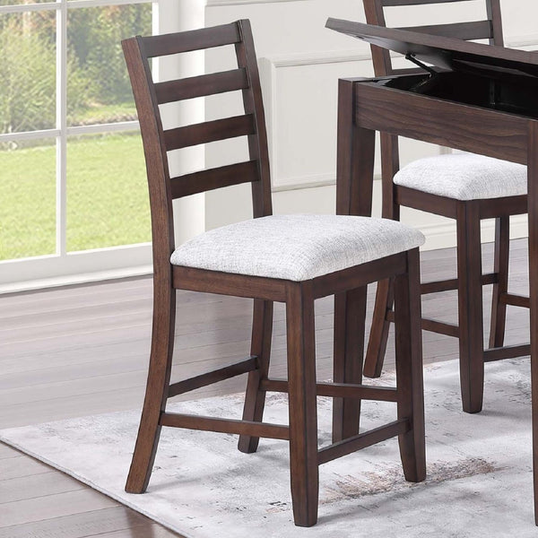 6 Piece Counter Height Dining Set Table With Storage Ladder Back Chairs And Bench - Walnut