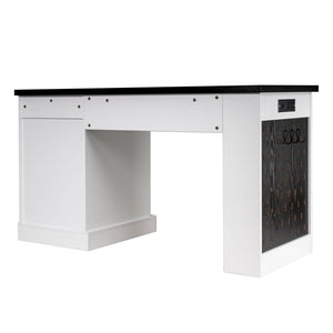 Modern Fluted Office Desk With Storage Cabinet