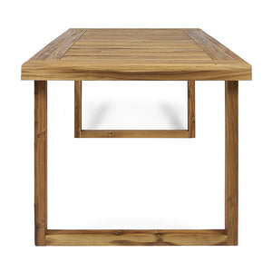 Outdoor 7 Piece Dining Set With Cushions - Sandblasted Natural / Beige