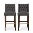 Solstara - Upholstered Dining Barstool With Button Tufted And Wing Back