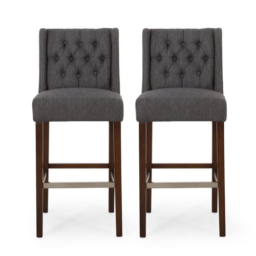 Solstara - Upholstered Dining Barstool With Button Tufted And Wing Back