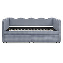 Gingham Daybed With USB Charging Port, Wave-Shaped Design