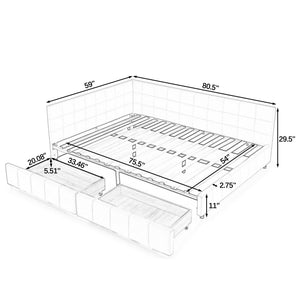 Elegant Design Storage Upholstered Tufted Bed Frame With Backrest And Armrests
