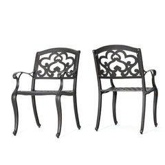 Cast Aluminum Dining Chair With Hand Crafted Details - Copper