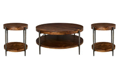 Bengal - 41" Round Cocktail Table With 2 End Tables - Hickory Brown