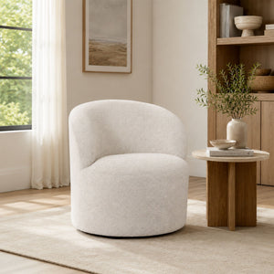 Upholstered Barrel Accent Chair For Living Room - White