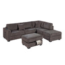 3 Piece Sectional Sofa With Reversible Chaise And USB Storage Ottoman